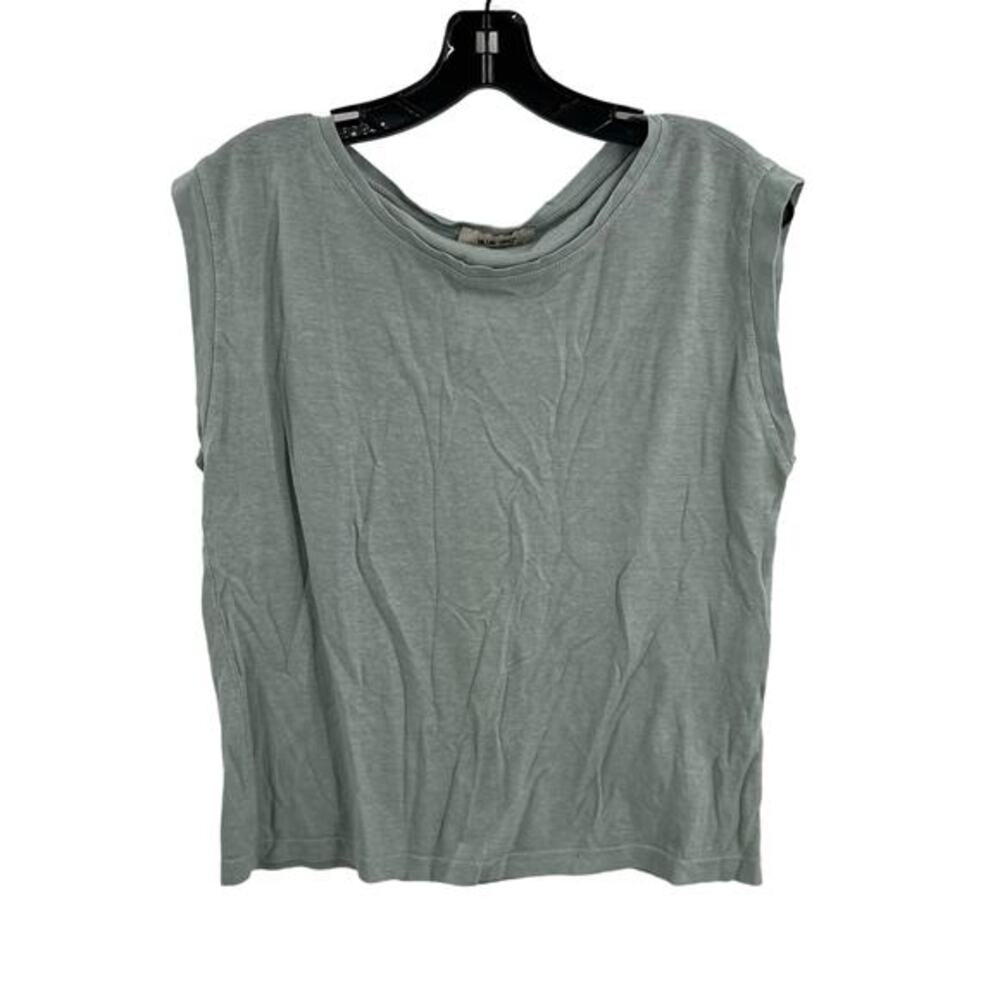 Blue Deep Small Boxy Tee‎ Blue Linen Cotton Blend